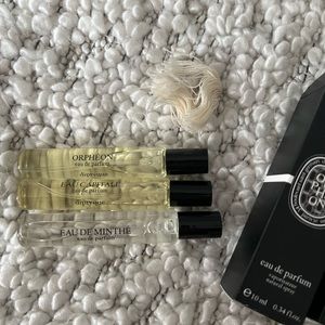 Set of 3.  10 ML sprays: orpheon, eau capital and eau de minthe
